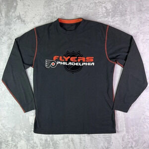 Philadelphia Flyers NHL Longsleeve Shirt Women's Large** Black Hockey Velvet